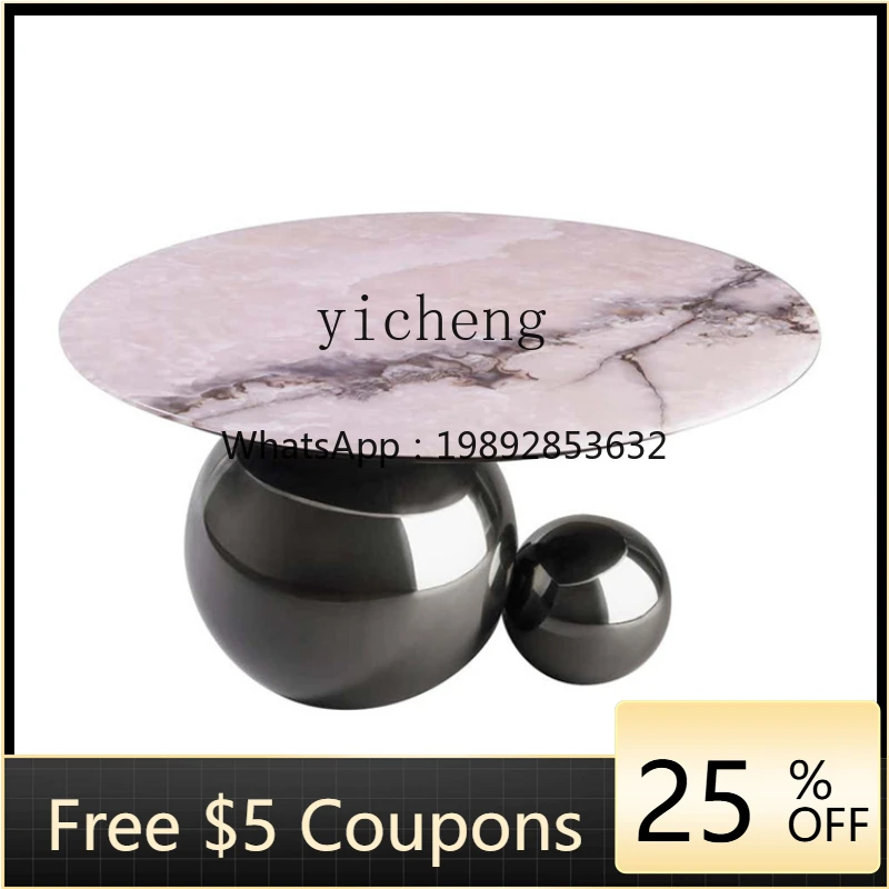 

ZZ Xl Affordable Luxury Style Marble round Tea Table Living Room Simple Modern Creative Tea Table