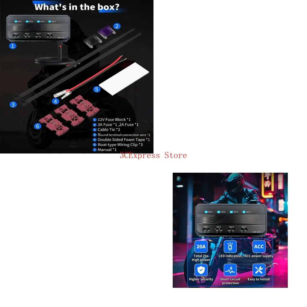 

12V Terminal Block With 4 Mini Blade Slots 20A Current For Automotive Wiring Projects Water Resistant