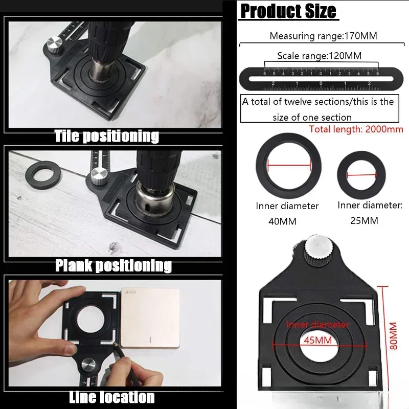 Professional DIY Punch Tool For Wood, Tile Flooring - Aluminum Folding Positioning Multi Angle Measuring Ruler, Construction Too