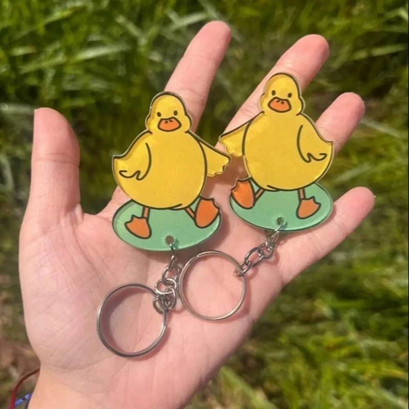 Mini Duckling Keychain New Creatives Ornaments Key Ring Cute PVC+Acrylic Couple Key Chain Men