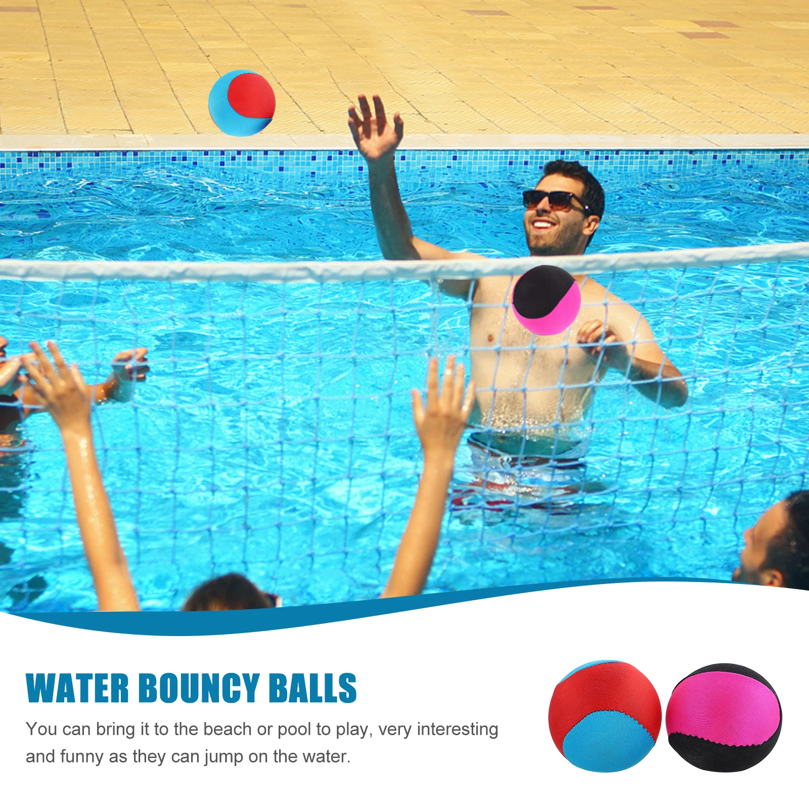 

2pcs Bouncy Balls Summer Beach Plaything Interactive For Kids Outdoor Swimming Pool Ball Games Lightweight Fun Jumping Water