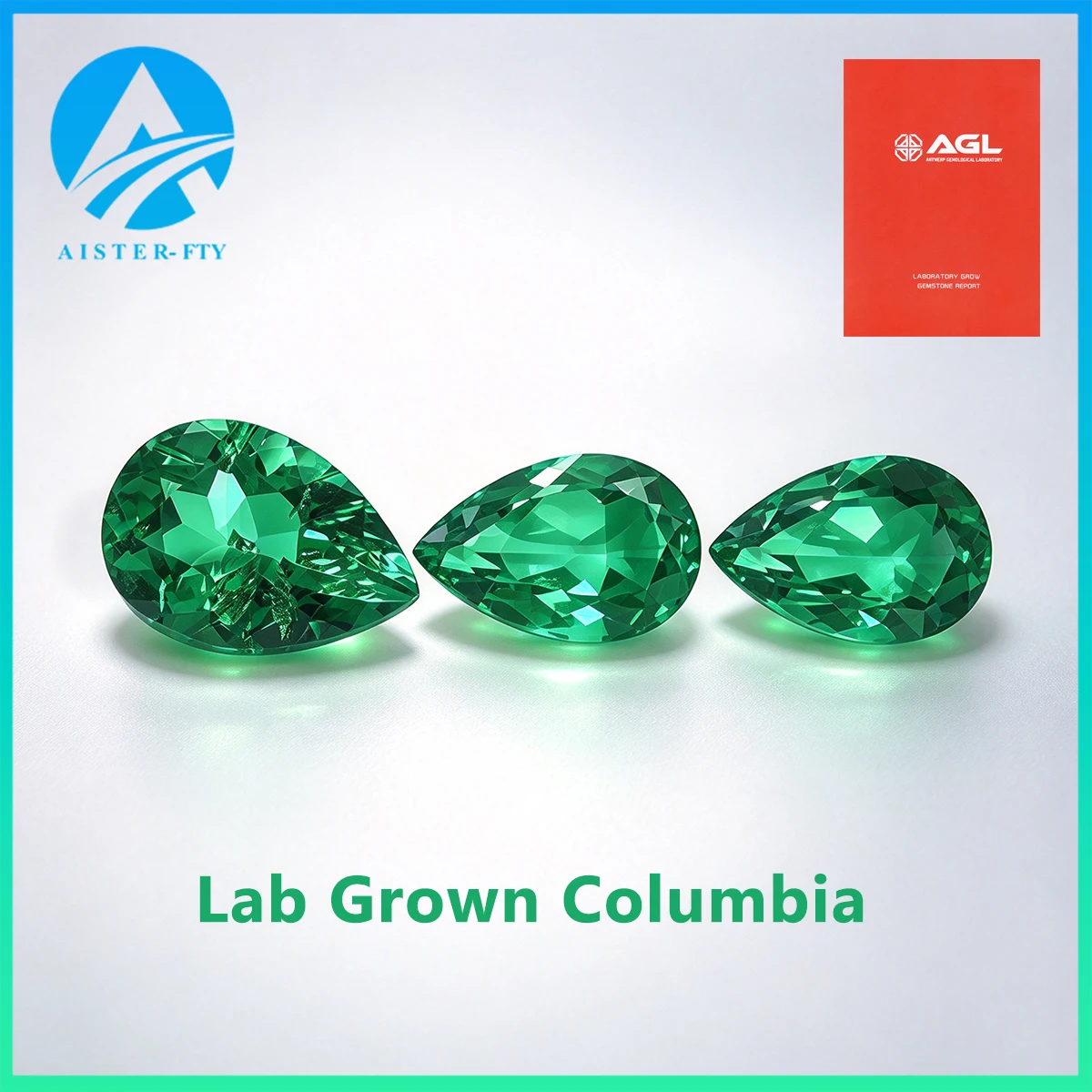 Lab Grown Columbia Lab Grown Emerald Stone Pear Cut Hand-cut Loose Gemstones Synthetic Diamond Select AGL Certificate