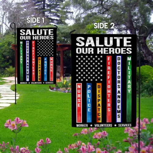 Salute Our Heroes Workers and Services Decorative Garden Flag