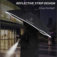 For Mercedes-Benz A C E S Class AMG SLK SL Vito GLA GLK Sprinter GLC Car Led Light Automatic Folding Windproof Sunshade Umbrella