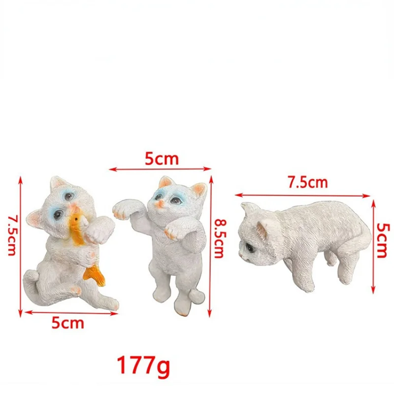 3Pcs Kawaii Climbing Cat Resin Ornaments for Aquarium Decoration Eating Fish Cat Fish Tank Decor Aquarium Accessories