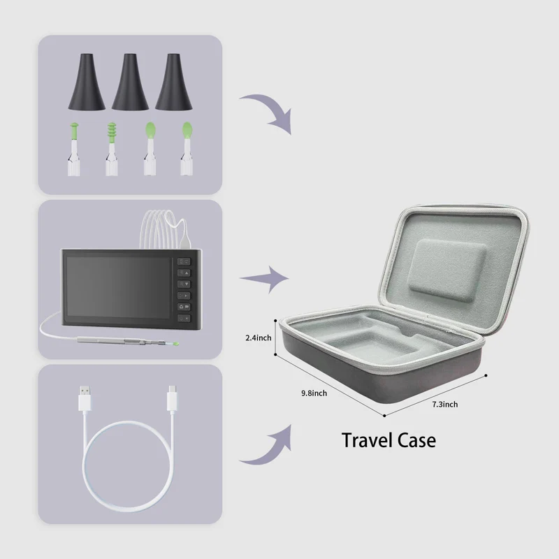 7 بوصة IPS شاشة منظار الأذن كاميرا HD1080P 3.9 مللي متر USB البصرية الأذن نظافة الأذن ملعقة الأذن التفتيش المنظار 32 جيجابايت TF بطاقة أداة