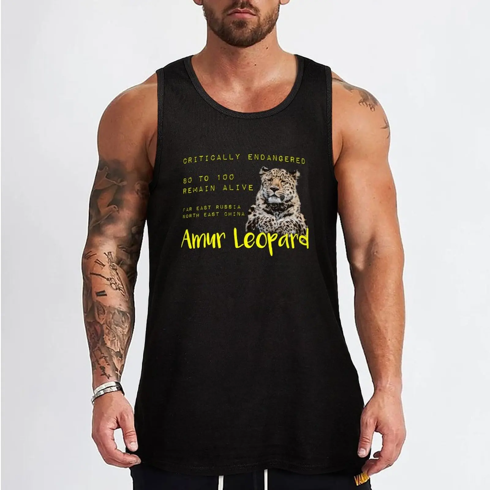 Critically Endangered Amur Leopard Tank Top plain t-shirt cotton t-shirts man Man gym clothes sports vest