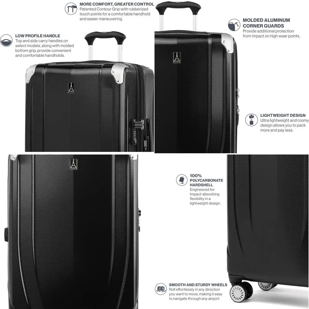 

Expandable Hardshell Spinner Luggage, 8 Wheels, Lightweight, 28 Inch Large Suitcase, Black
