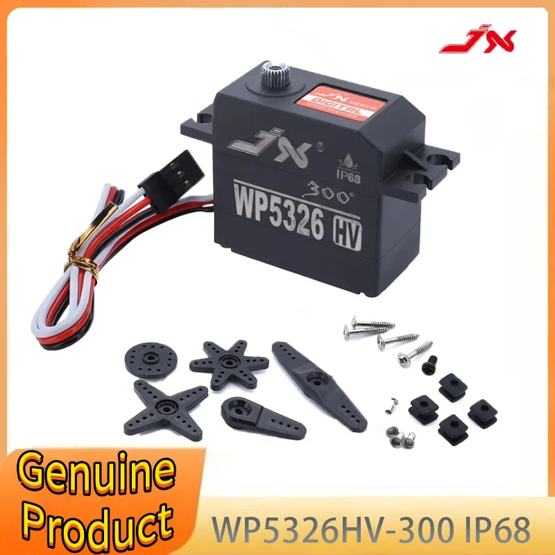 

JX WP5326HV-300 IP68 26 кг водонепроницаемый цифровой сервопривод с металлической шестерней, порошковый двигатель с высоким крутящим моментом для радиоуправляемого автомобиля, робота, дрона, лодки, багги, гусеничного автомобиля