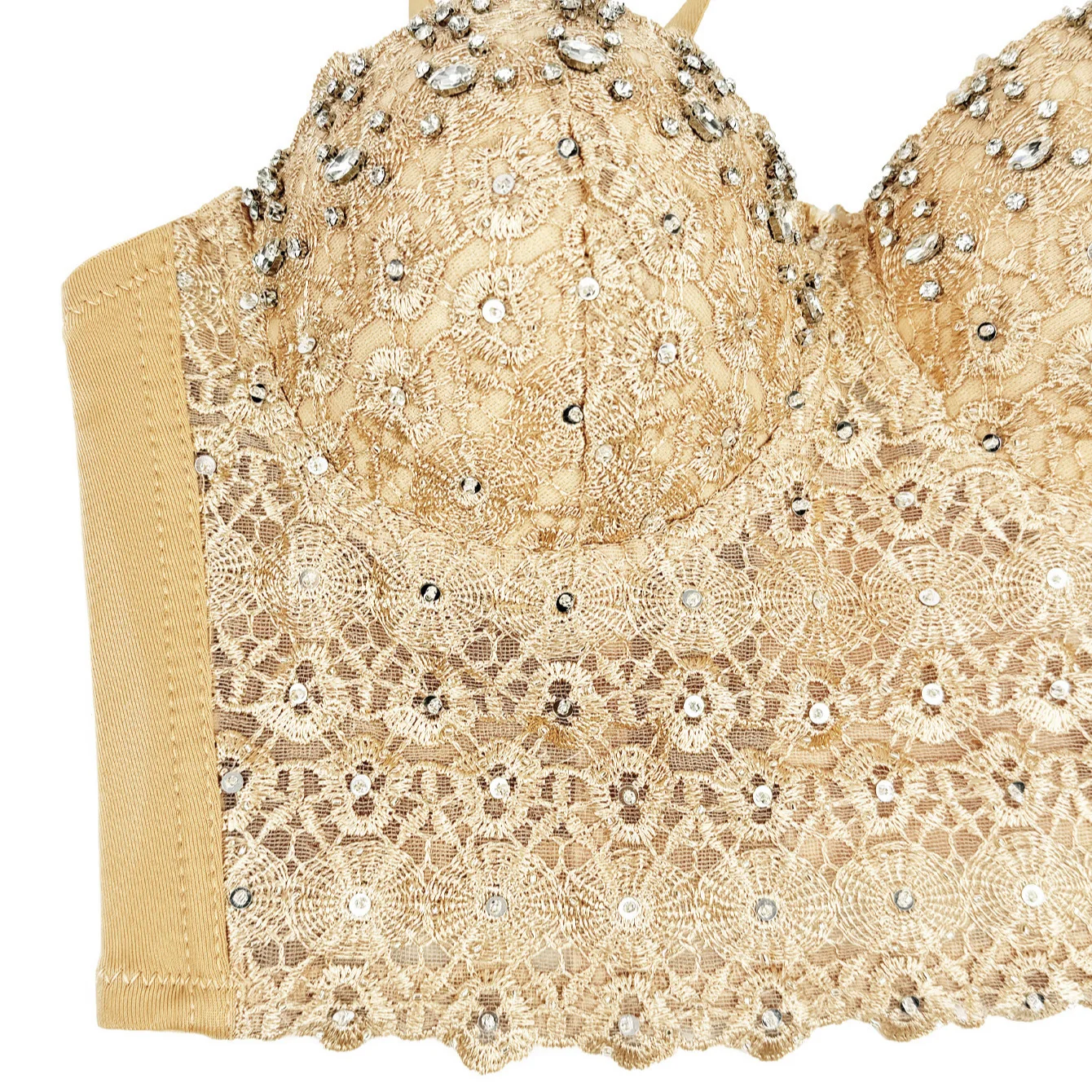 Kanten hemdje top voor hete meisjes Strass kralen korte sexy blouse buikdans afslankend korset zonder been