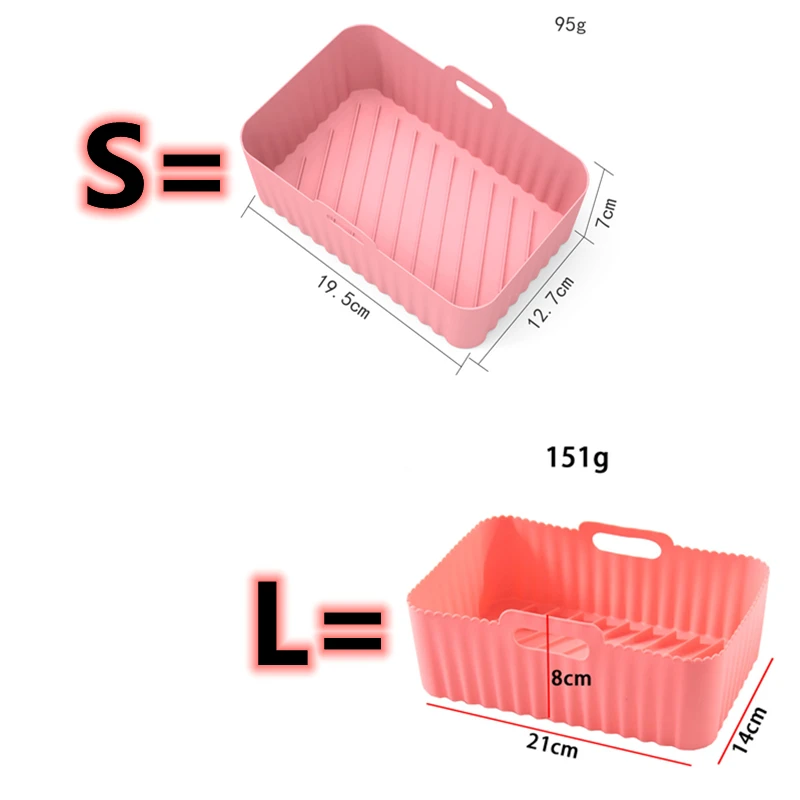 Bandeja de silicona para freidora de aire, bandeja rectangular para horno de calidad alimentaria, revestimientos de sili