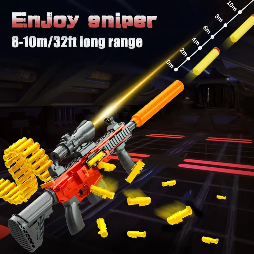 VATOS Automatische Blaster-Spielzeugpistole für Kinder, Shell-Wurfkettenmodus, 24-Dart-Clip, manuelle Spielzeugpistolen, Schießspiel für Jungen ab 6