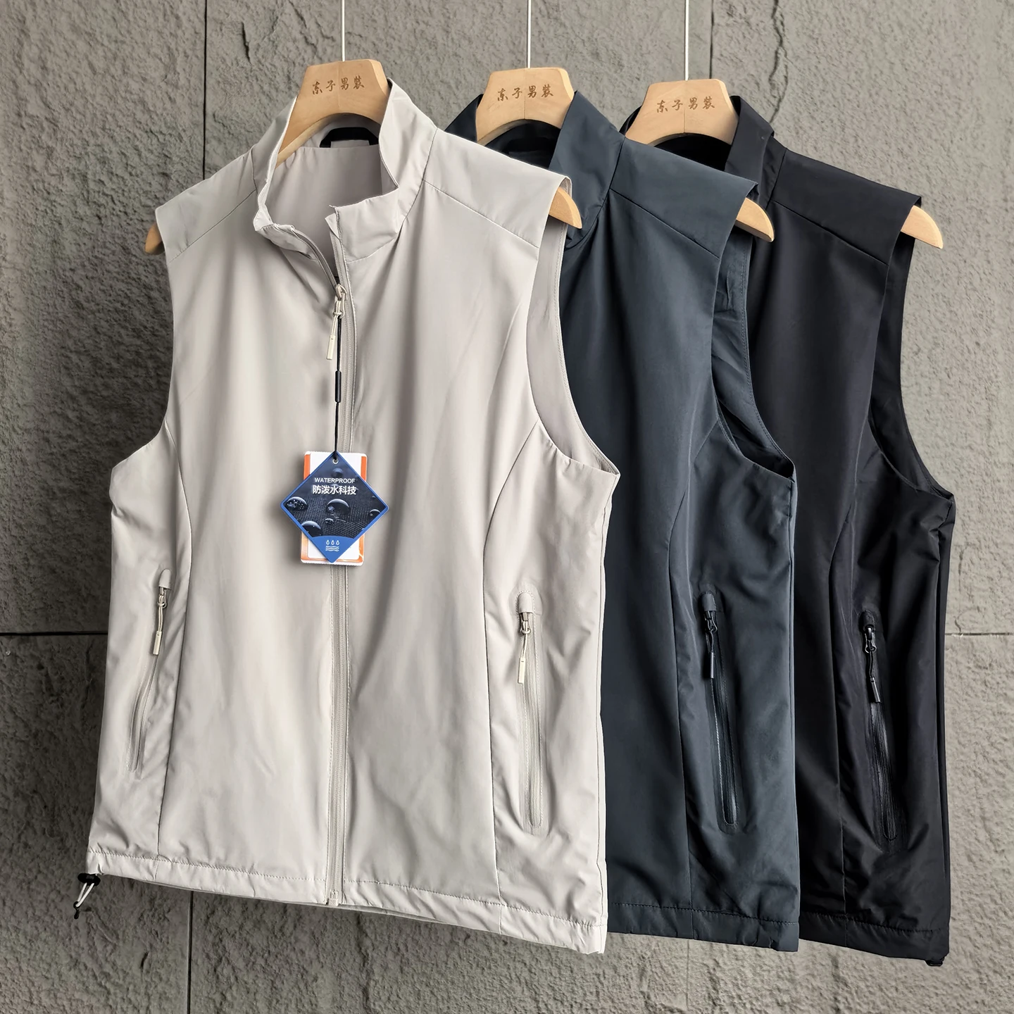 

Lightweight Tech Spring Autumn Couple Sle Windproof Elastic Breathable Soft Fce Stand Collar Versatile Vest Jaet Trendy