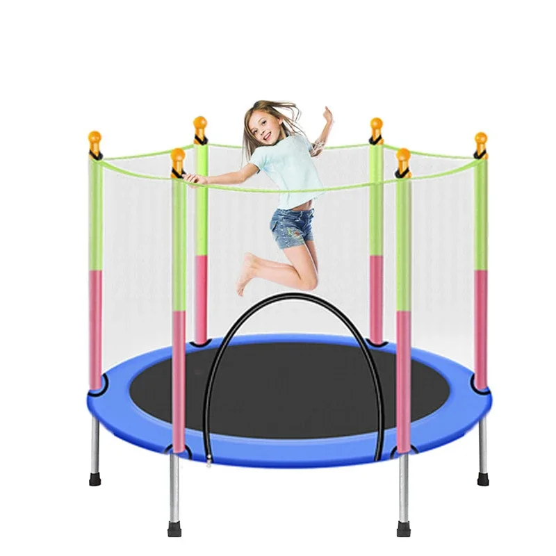 Kids indoor playground items round  mini trampoline with net