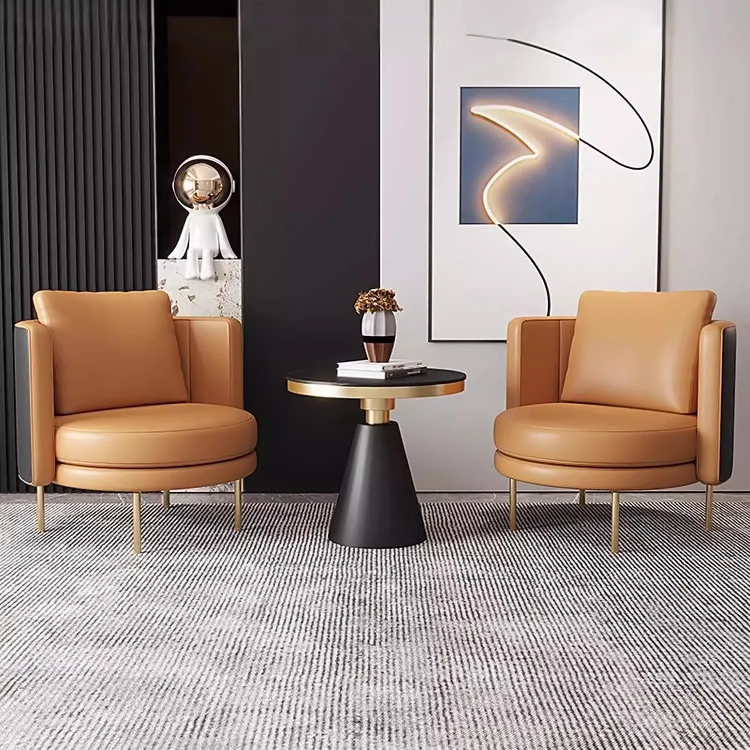 Table and chair combination hotel clothing store reception meeting room single sofa chair
