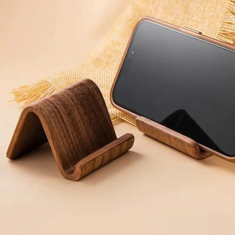 Simple Creative Solid Wood Phone Holder Black Walnut Phone Stand Business Card Display Rack Home Off