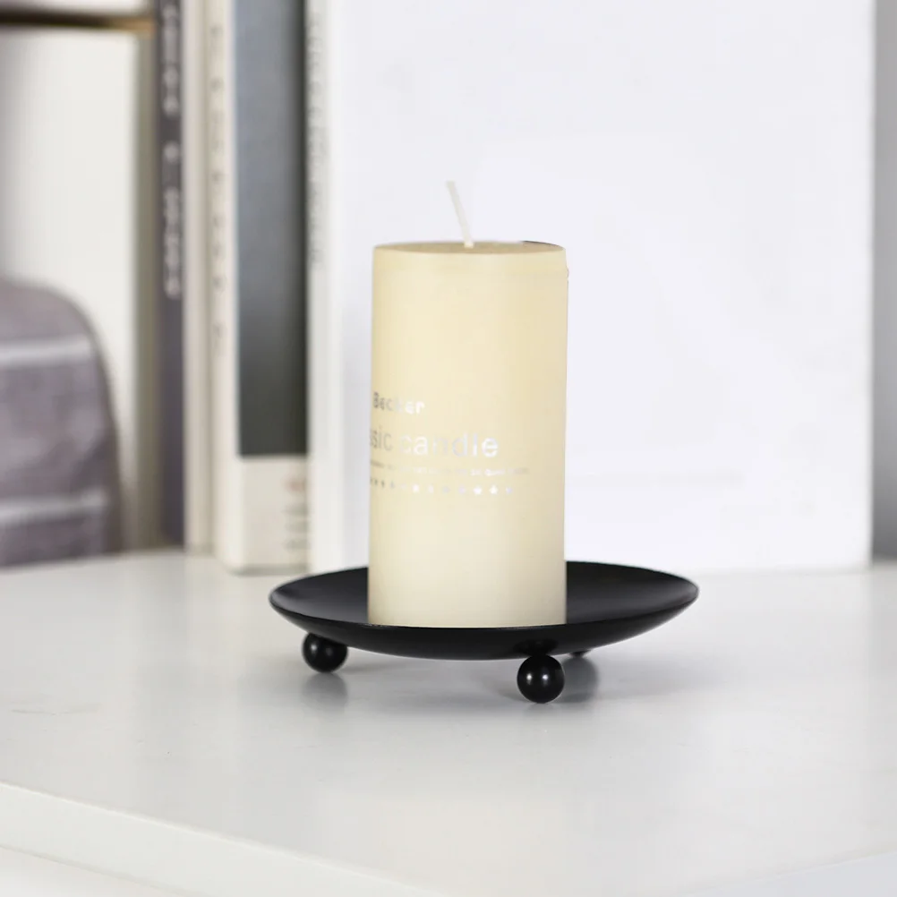 4 قطعة أصحاب الحديد الرجعية ماتي الأسود قوي الشمعدانات الزخرفية للمنزل منضدية ديكور حفل زفاف عمود الشموع #3