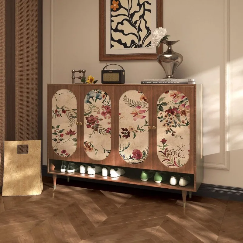 French medieval style high-end entry door shoe cabinet corridor household entrance cabinet American retro locker