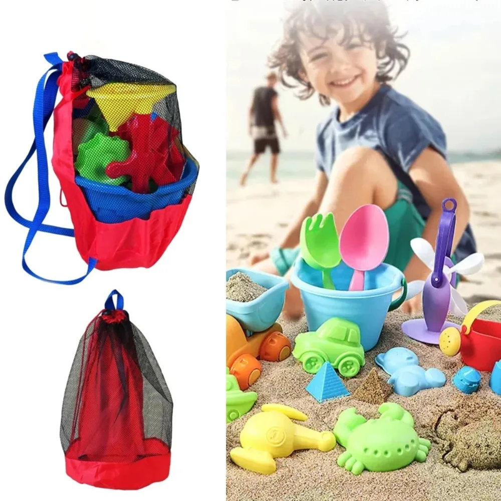 Nylon Portable Beach Bag New Mesh Foldable Mesh Swimming Bag Seashell Bags