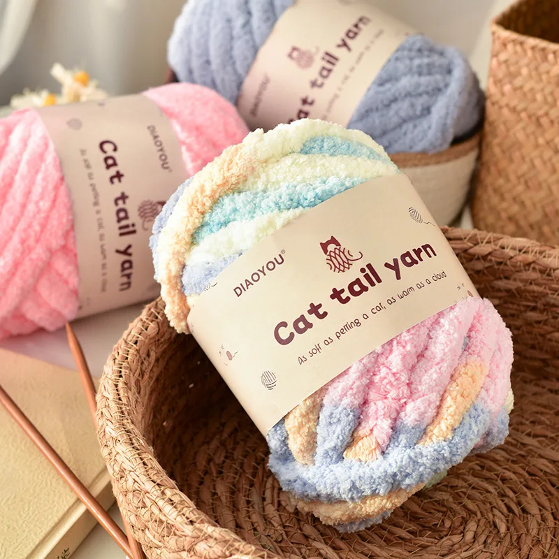 250g Ultra Thick Cat Tail Yarn Thread Sausage Yarn Hand Woven Scarf Cushion Blanket pet nest finger thread DIY