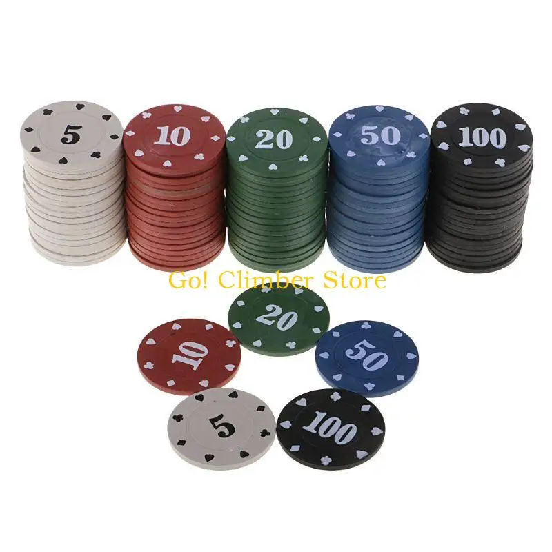 Q84C 100pcs 5 ألوان بلاستيك البوكر رقاقة Chips احترافية كازينو رقائق البوكر الأوروبية