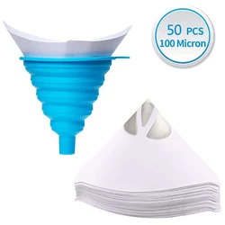 50Pcs Disposable Paint Filter Paper Purifying Straining Cup Funnel 100 Mesh Conical Paint Filte Mesh Nylon Paper