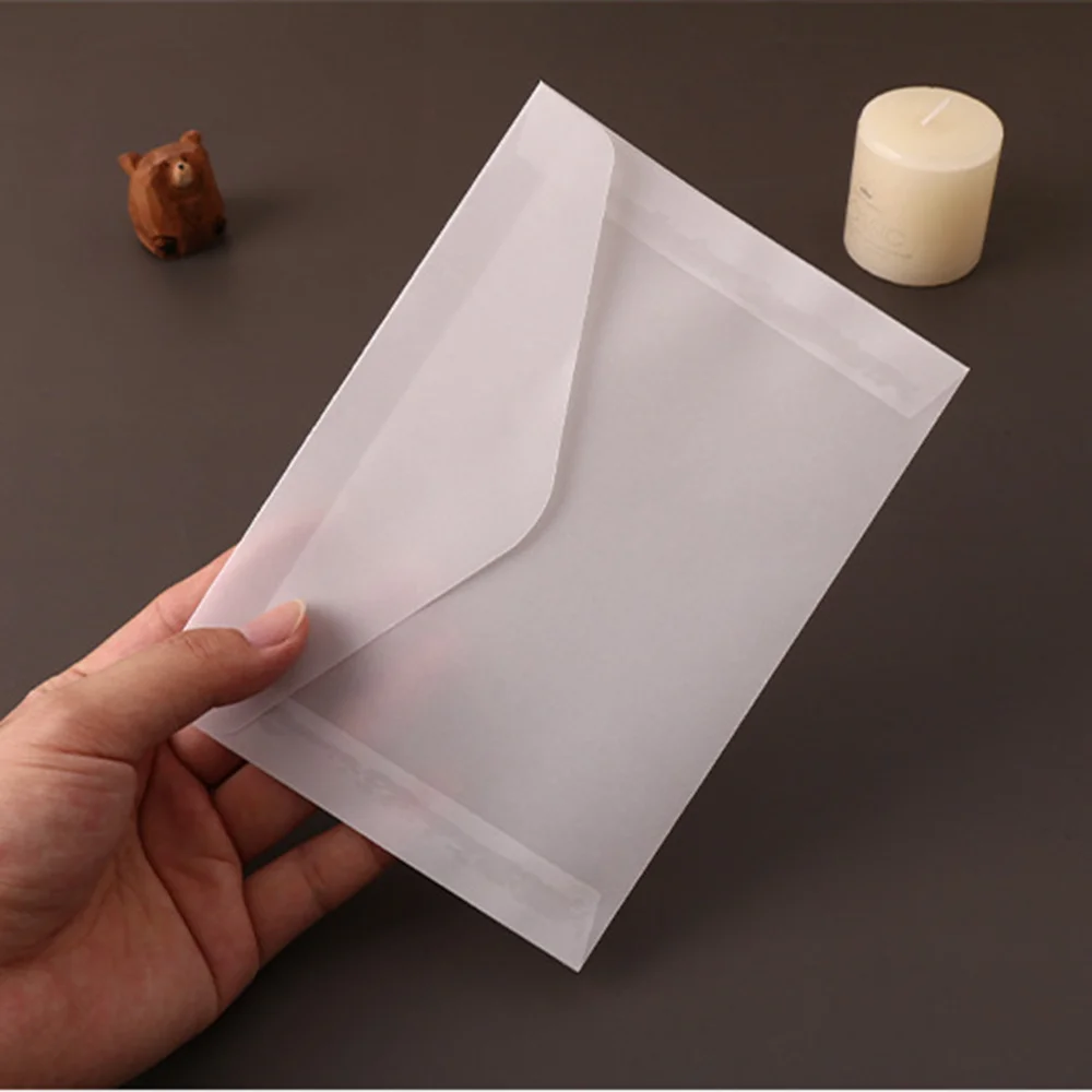 10Pcs Transparent Sulfuric Acid Paper Envelope DIY Postcard Card Storage Wedding Invitation Gift Packing Envelope