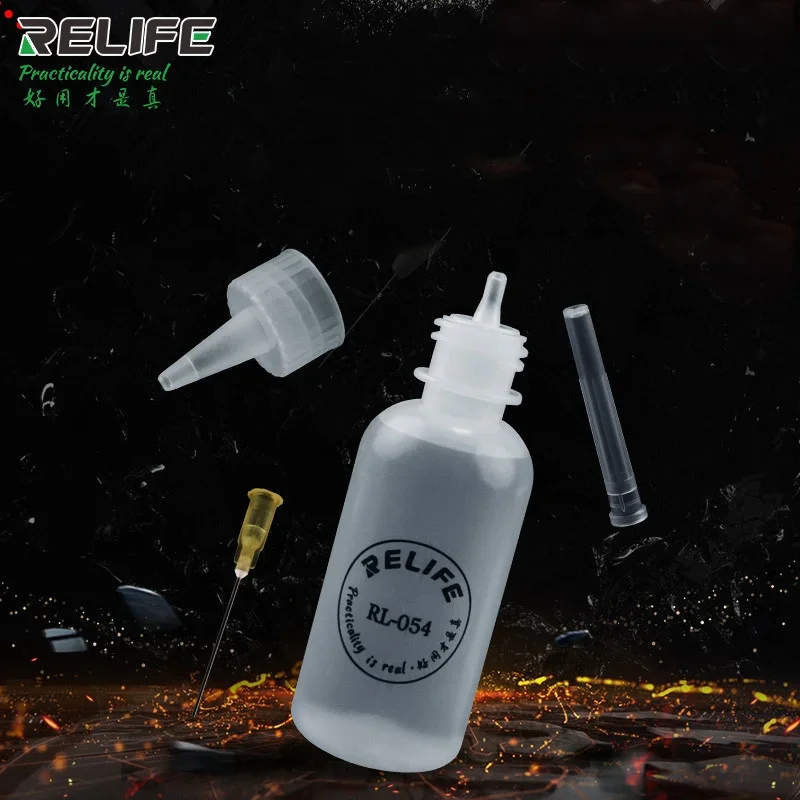 RELIFE RL-054 50 مللي إبرة تلميح لحام تنظيف السائل تدفق الكحول النفط موزع البلاستيك زجاجة اليد الأنظف DIY بها بنفسك أدوات إصلاح