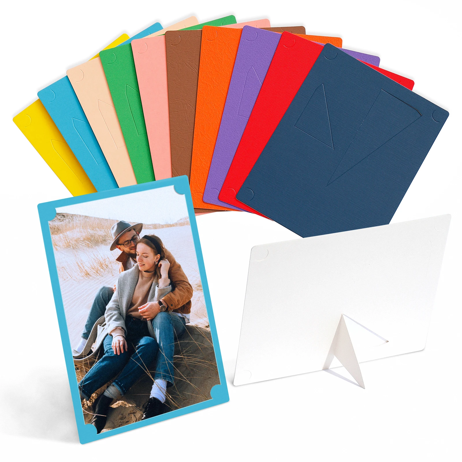 10Pcs Paper Photo Frame Simple Color Cardboard Picture Frame Set