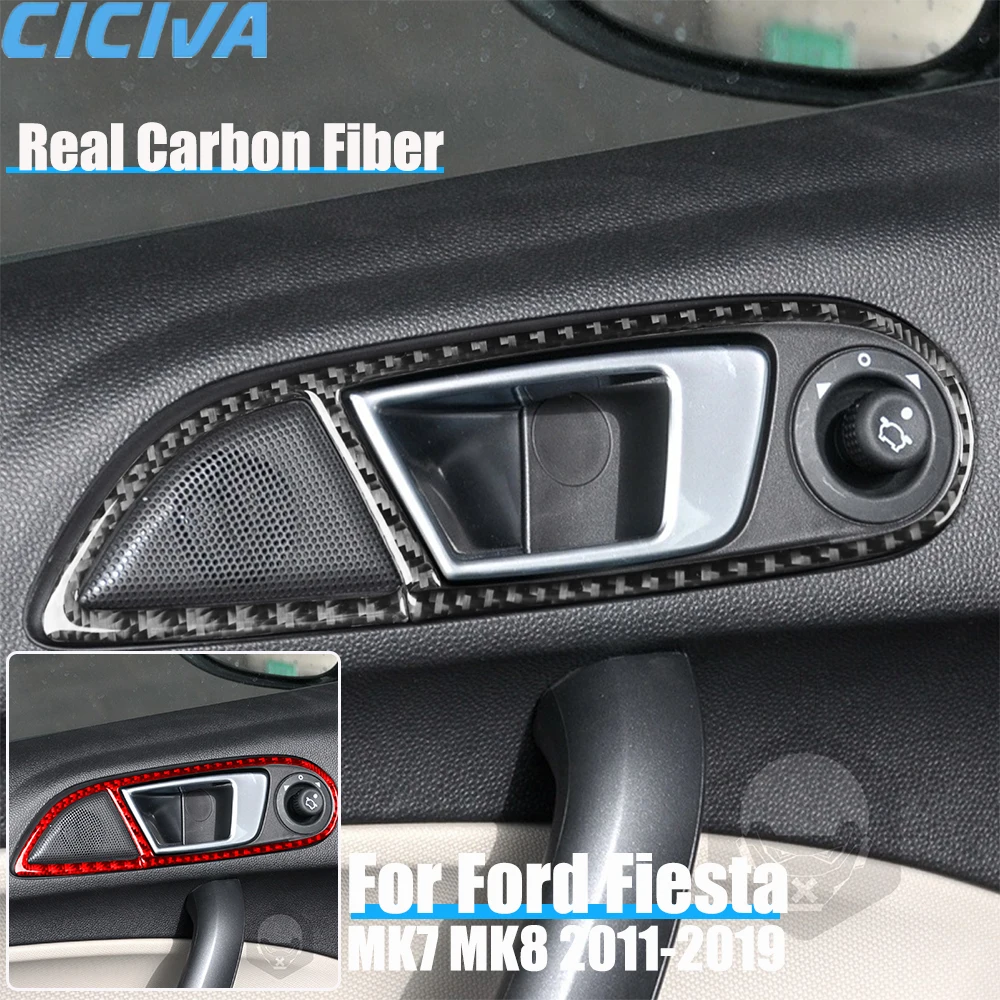 

Real Carbon Fiber Car Accessories Door Handle Frame Trim Decorative Cover Soft Sticker For Ford Fiesta MK7 MK8 2011-2019