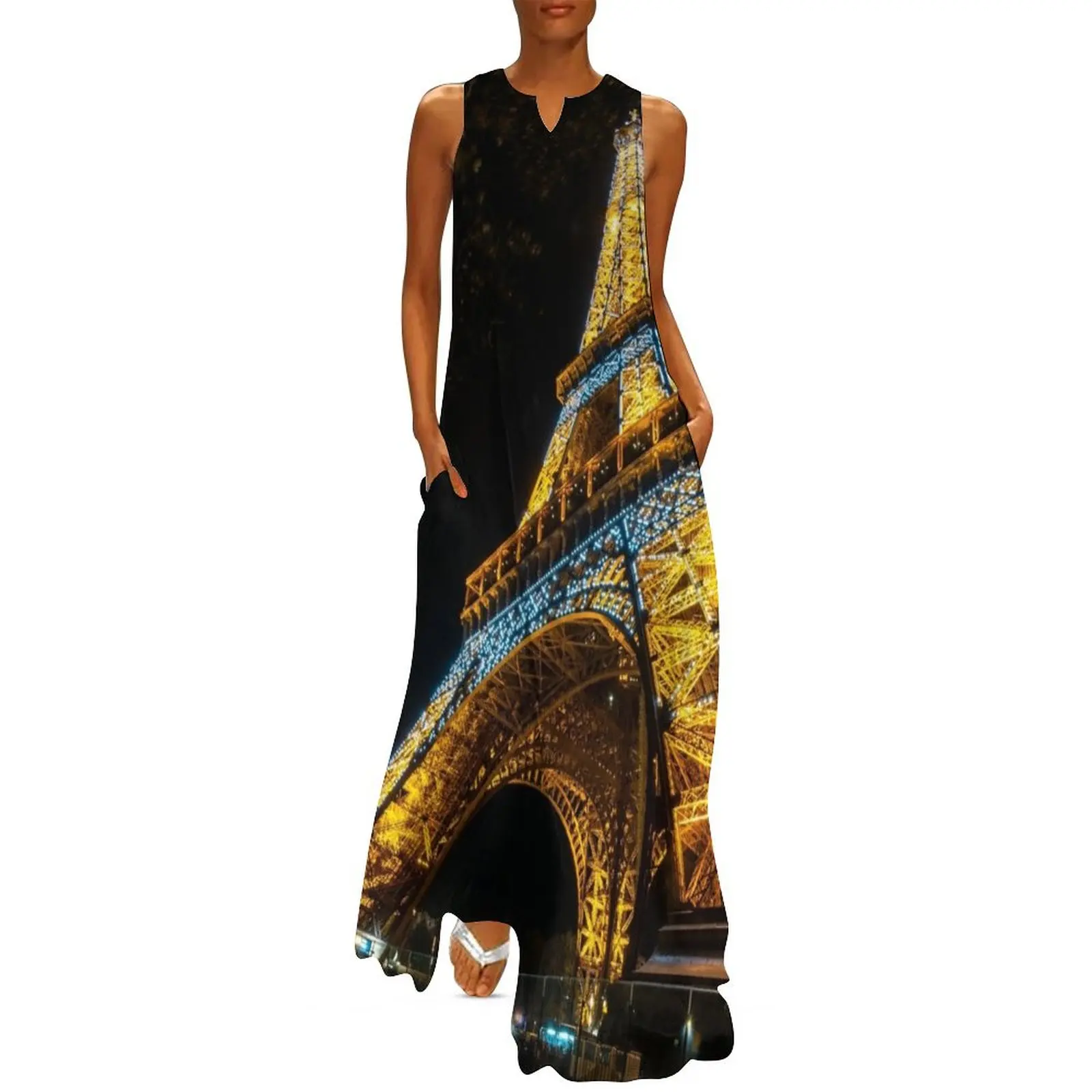 

Eiffel Tower on a Cool Paris Night Long Dress party dress women elegant luxury clothes for women dresses summer