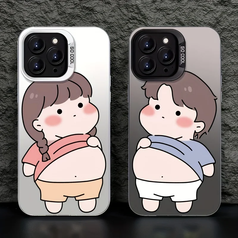 

Cute anti-fall style couple phone case for iPhone 16 15 14 13 12 11 Pro/ Max/Plus shock-proof rear cover anti-fingerprint