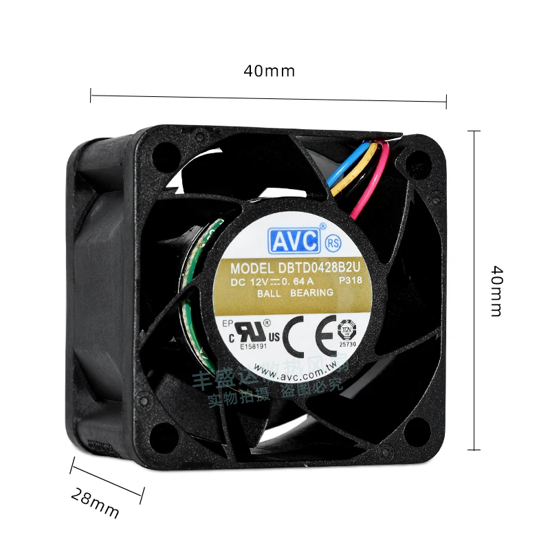 

AVC DBTD0428B2U DC 12 В 0,64 А 40x40x28 мм 4-проводной охлаждающий вентилятор для сервера