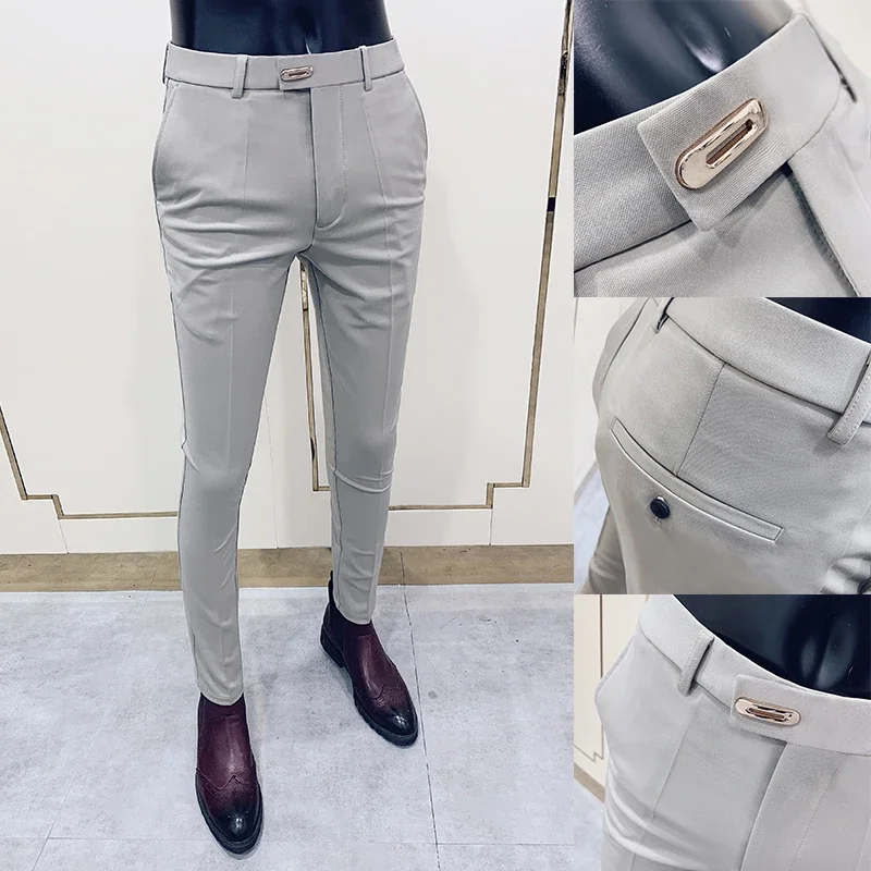 Men Suit Pants 2024 Spring Dress Pantalone Hombre Stretch Slim Formal Trousers Calça Masculina Solid Casual Pants Men Clothing