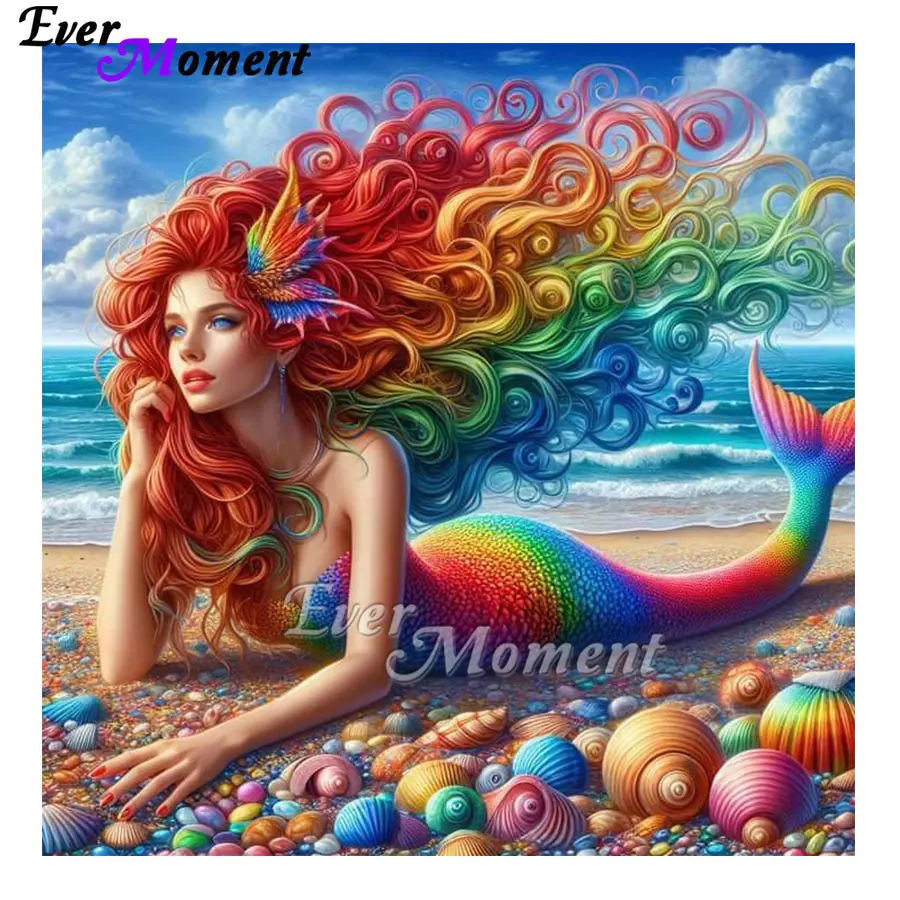 

Ever Moment Seashell Mermaid High Quality Resin Square Round Diamond Painting for DIY Craft Home Decor ASF2796