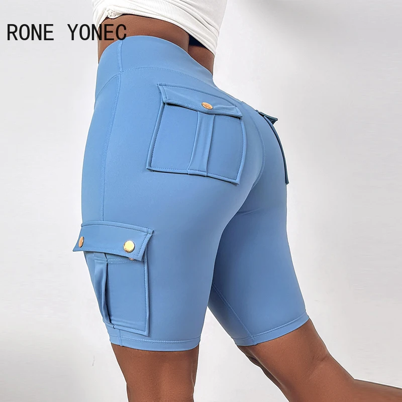 2024 Women Fashion Casual Multi Pockets High Elastic Waist Sporty Half Long Shorts