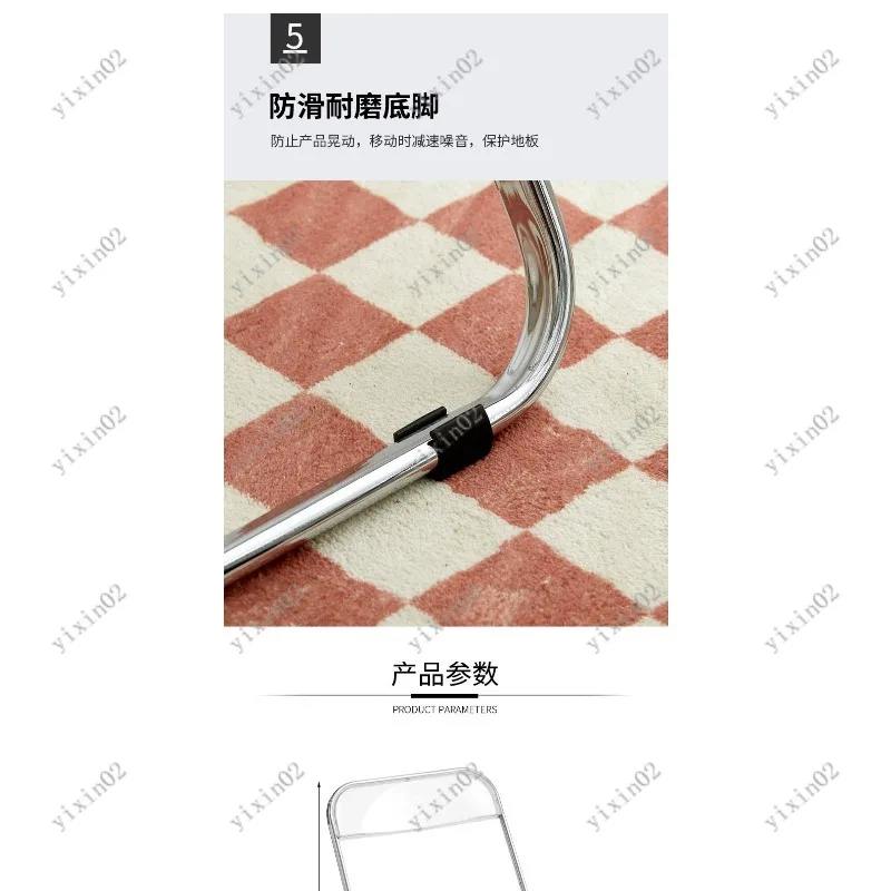 Modern Foldable Transparent Dining Chair for Home Cafe Shop Photo Props
