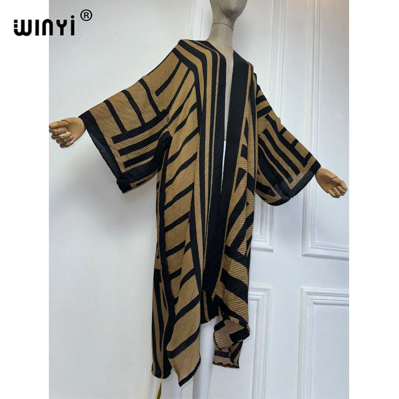 WINYI Europe Pleated dress fashion Beach Wear elegant Africa women Cardigan holiday party free size Kimono cover-ups for women