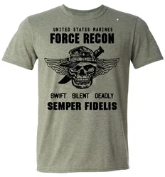 USMC T-shirt US Marines Semper Fidelis Devil Dog Force Recon Tshirt Men Cotton Tees Streetwear Harajuku anime clothes