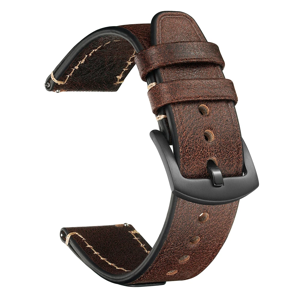 Genuine Leather Straps For Huawei Watch gt2 Wristband 20mm 22mm Bracelet Samsung Galaxy Watch 4 Men Strap