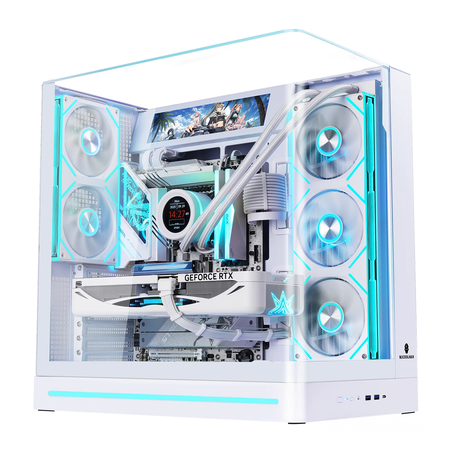 

WJCOOLMAN Wenjie Plus integrated curved glass sea-view computer case with 9.16-inch secondary screen and ARGB lighting strip