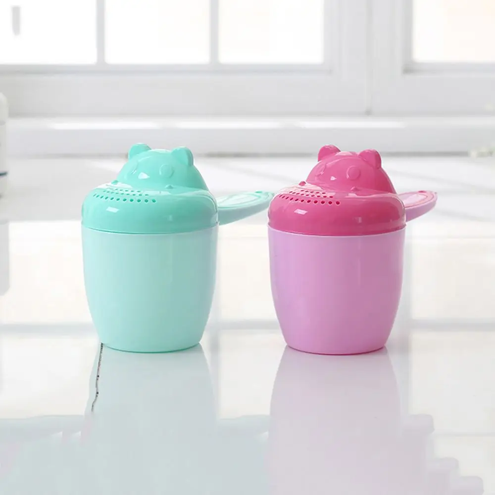 Urso dos desenhos animados pp colher de bebê chuveiro crianças lavar copo de cabelo do bebê shampoo copo cabeça de natação garrafa rega cabeça de chuveiro copo de lavagem