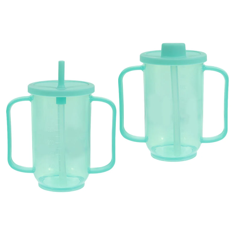 

2Pcs Elderly Care Sippy Cups Ergonomic Non-Spill Straw Cups for Disabled Adults Patient Feeding Maternity Drinking Hospital Cup