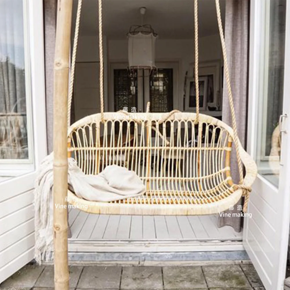 Sedia sospesa per esterni, doppio cestino sospeso, sedia in canna, letto giapponese e sedia per colazione, altalena per celebrità di Internet di Bali