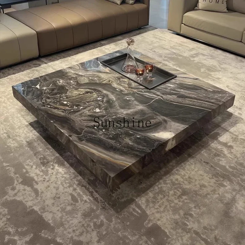 

Marble box coffee table Italian minimalist living room household large apartment high-end stone square