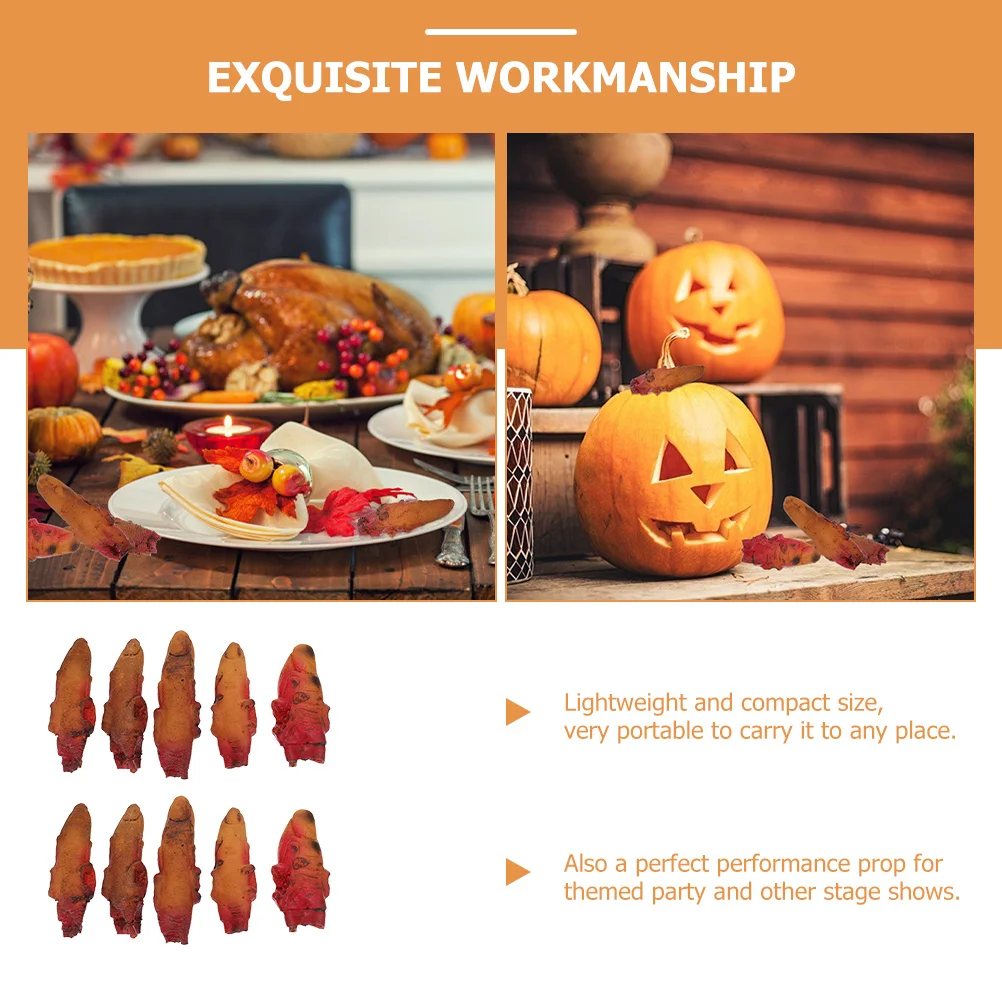 Faux doigt sanglant, 10 pièces, accessoire d'horreur, décoration suspendue effrayante pour Halloween, maison hantée, fête, spectacle de farces