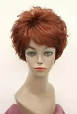 Peluca corta y rizada para mujer, pelo de uso diario, naranja, rojo, Cosplay