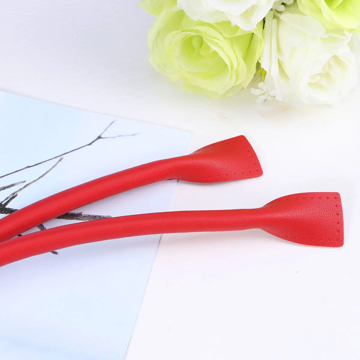 

PU Handbag Handles Replacement Straps for Women Luxury Soft Comfortable Grip Elegant Curve Design DIY Purse Making Red