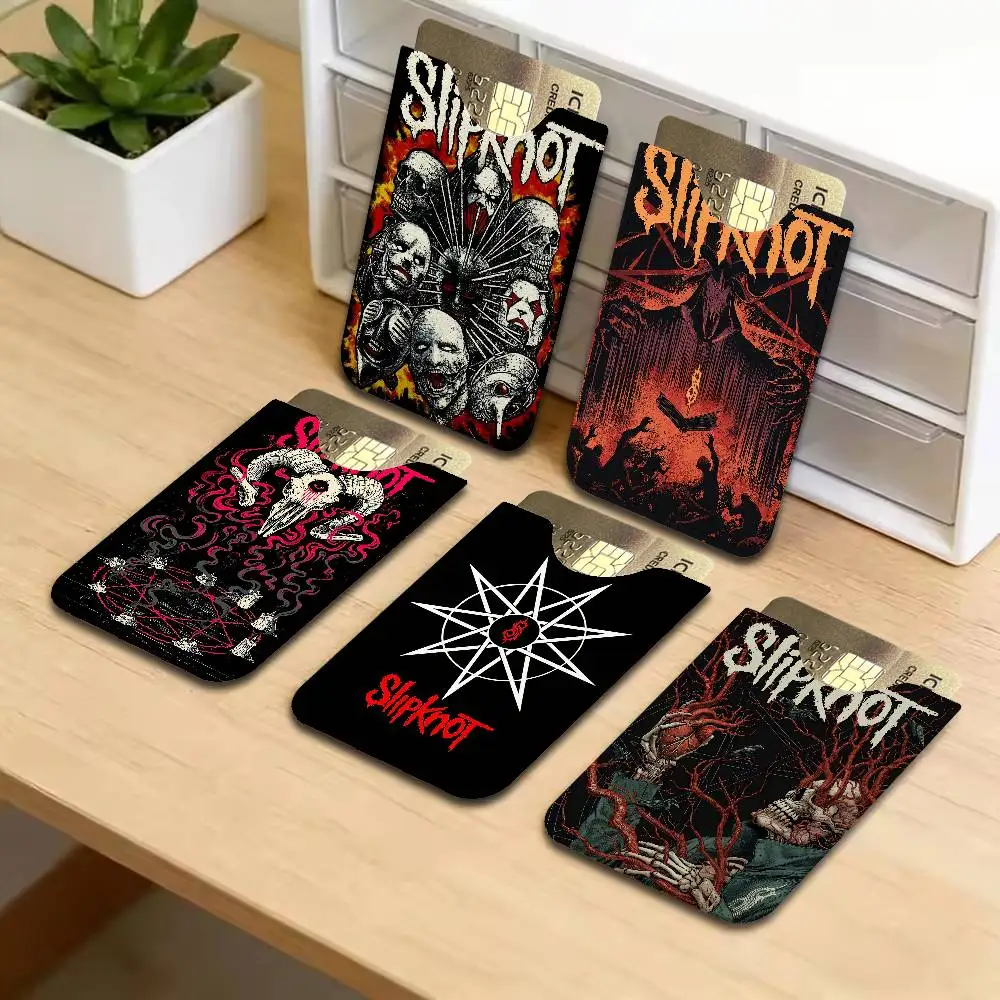 Heavy Metal Band Rap-Metal Music S-Slipknot Lightweight Leather Card Holder Palm Pattern Protective Cover for Bus Card ID Card