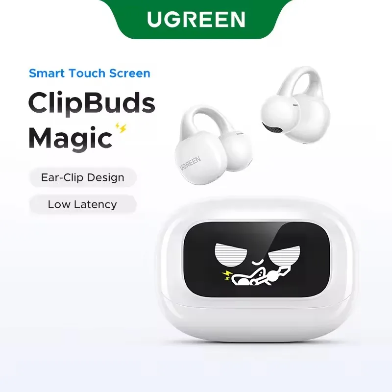 

LCD Full Color Smart Screen Wireless TWS Bluetooth Earphones Earbuds Open Clip Ear Headphones AI Call Noise Cancellation